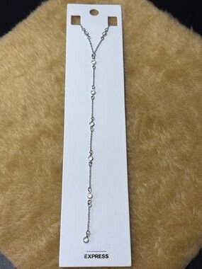 Express Silver Y-Drop Necklace with Clear Crystal Accents